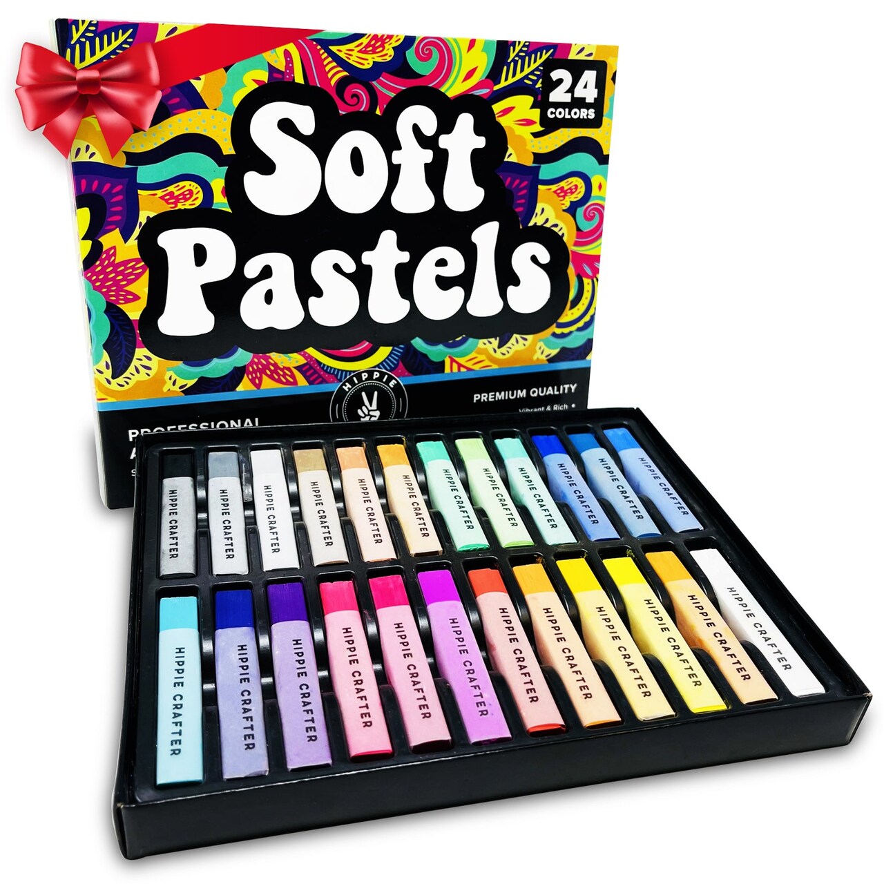 Soft Chalk Pastels Art Supplies Set of 24 Color Pastels for Artists Non Toxic Oil Free Soft Pastel Chalk for Colored Chalk Art Art Supplies for Adults Solid Colored
